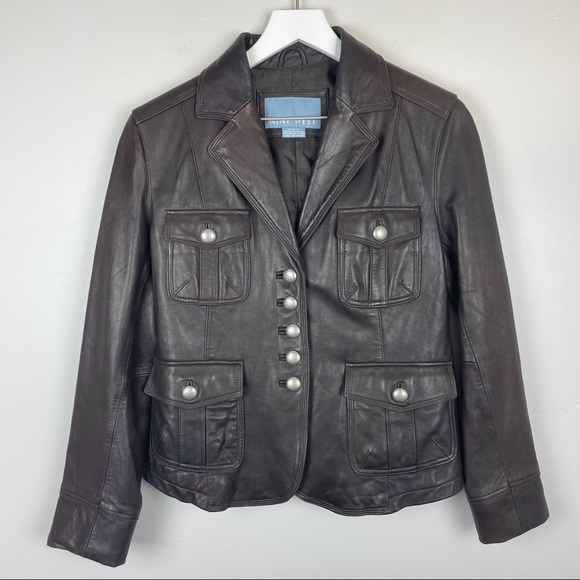 Vintage Leather Military Style Blazer Jacket Size Small